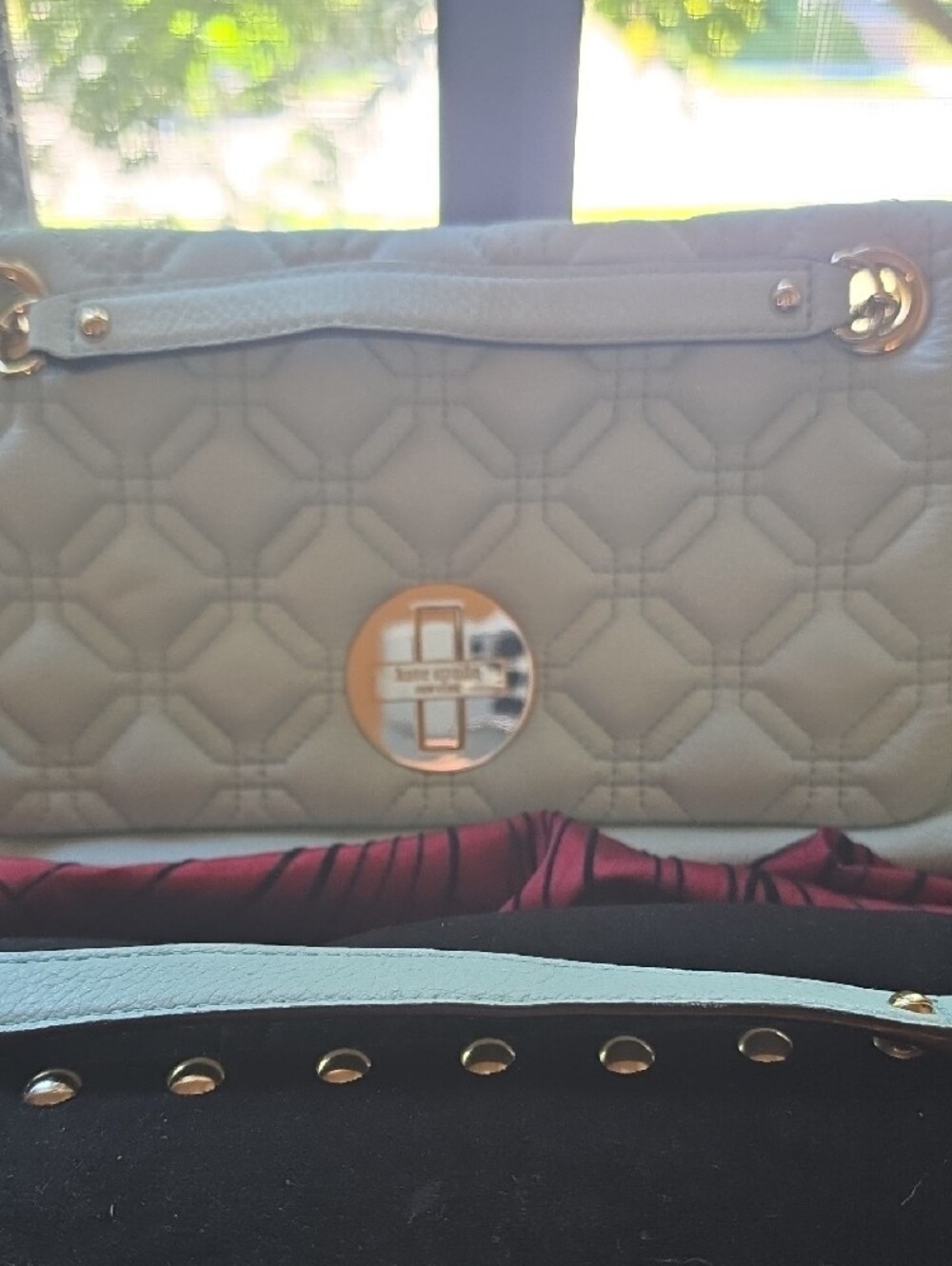 kate spade Quilted Pale Blue Shoulder Bag with Gold Hardware